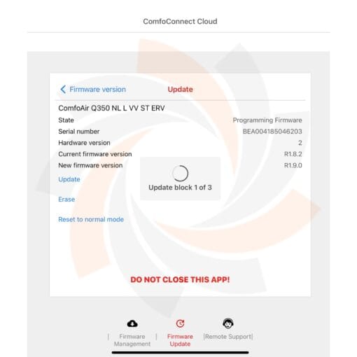 Firmware update (Remote Support) ComfoAir Q NL / BE
