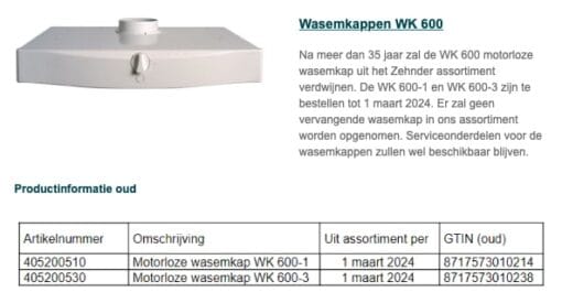 Zehnder WK 600-3 Motorloze Wasemkap - Image 3
