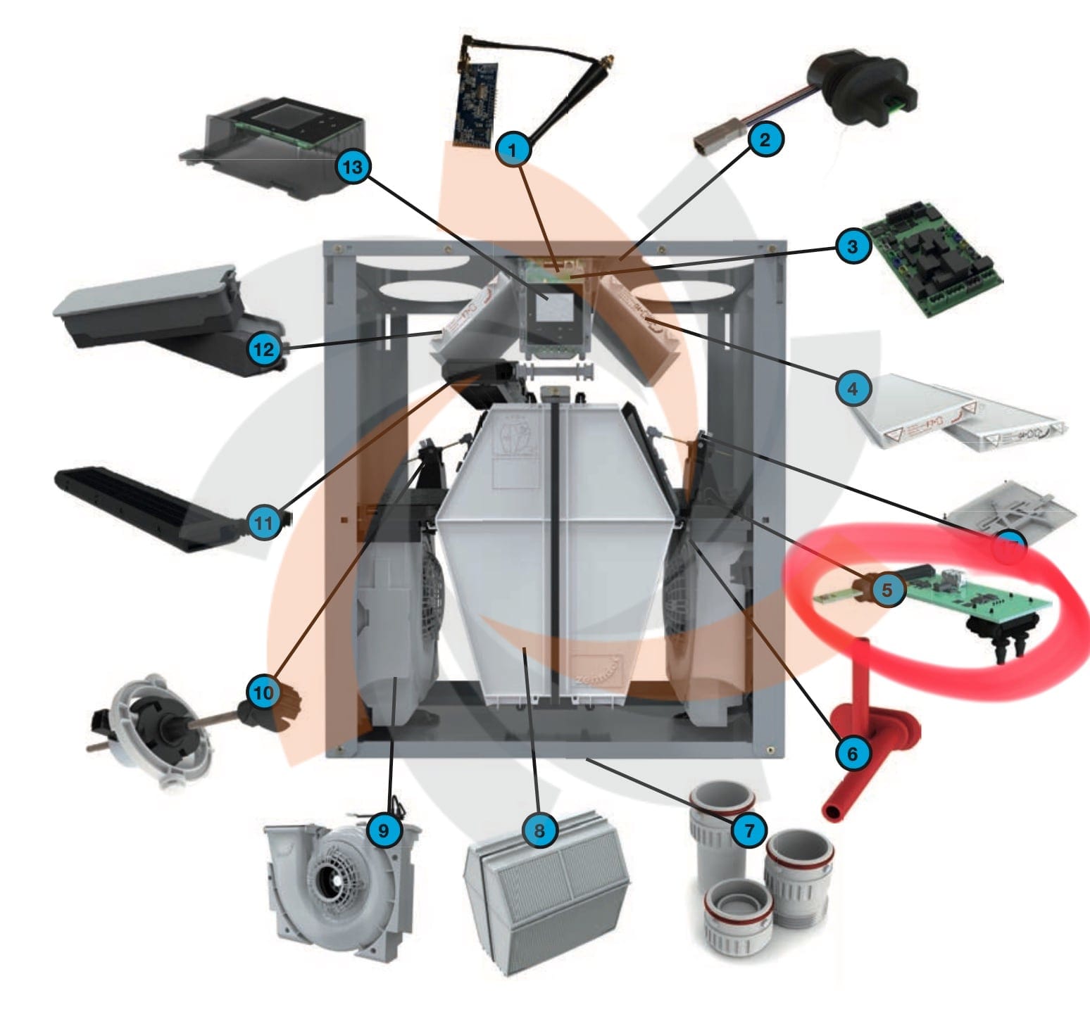 Sensor (midden) ComfoAir Q / E (EHA - SUP - Sensor 22 - 12 error) - Afbeelding 7
